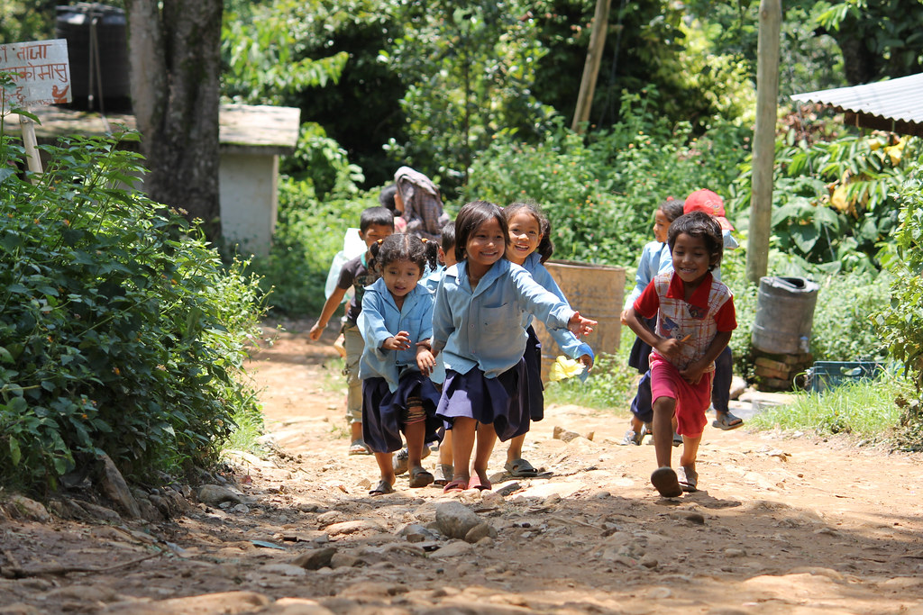 Children playing after school