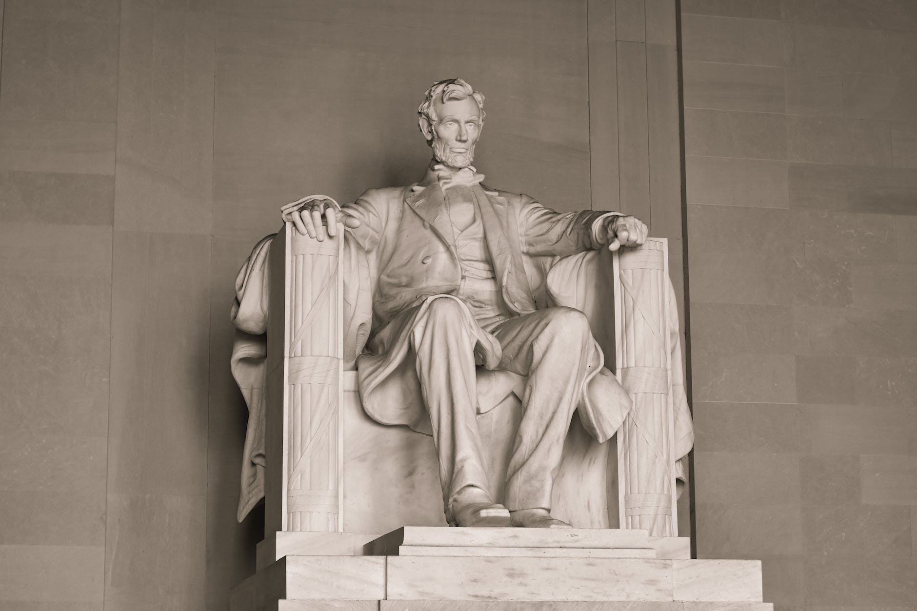 Lincoln is considered a leader. A statute of Abraham Lincoln at Lincoln Memorial in Washington DC United States
