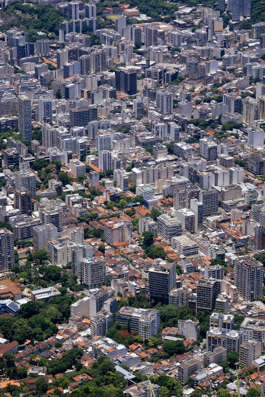 modern residential building facades in summer city