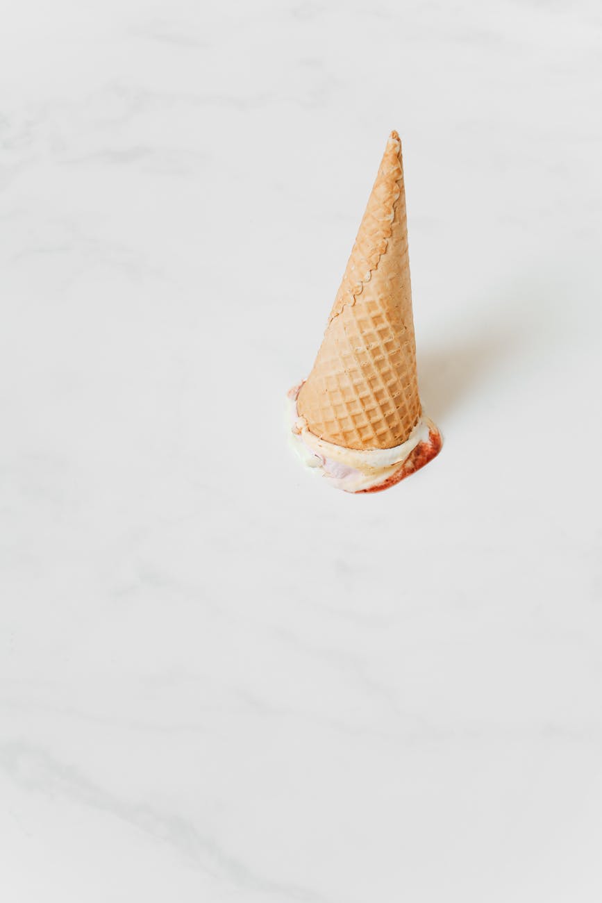 dropped ice cream on white background