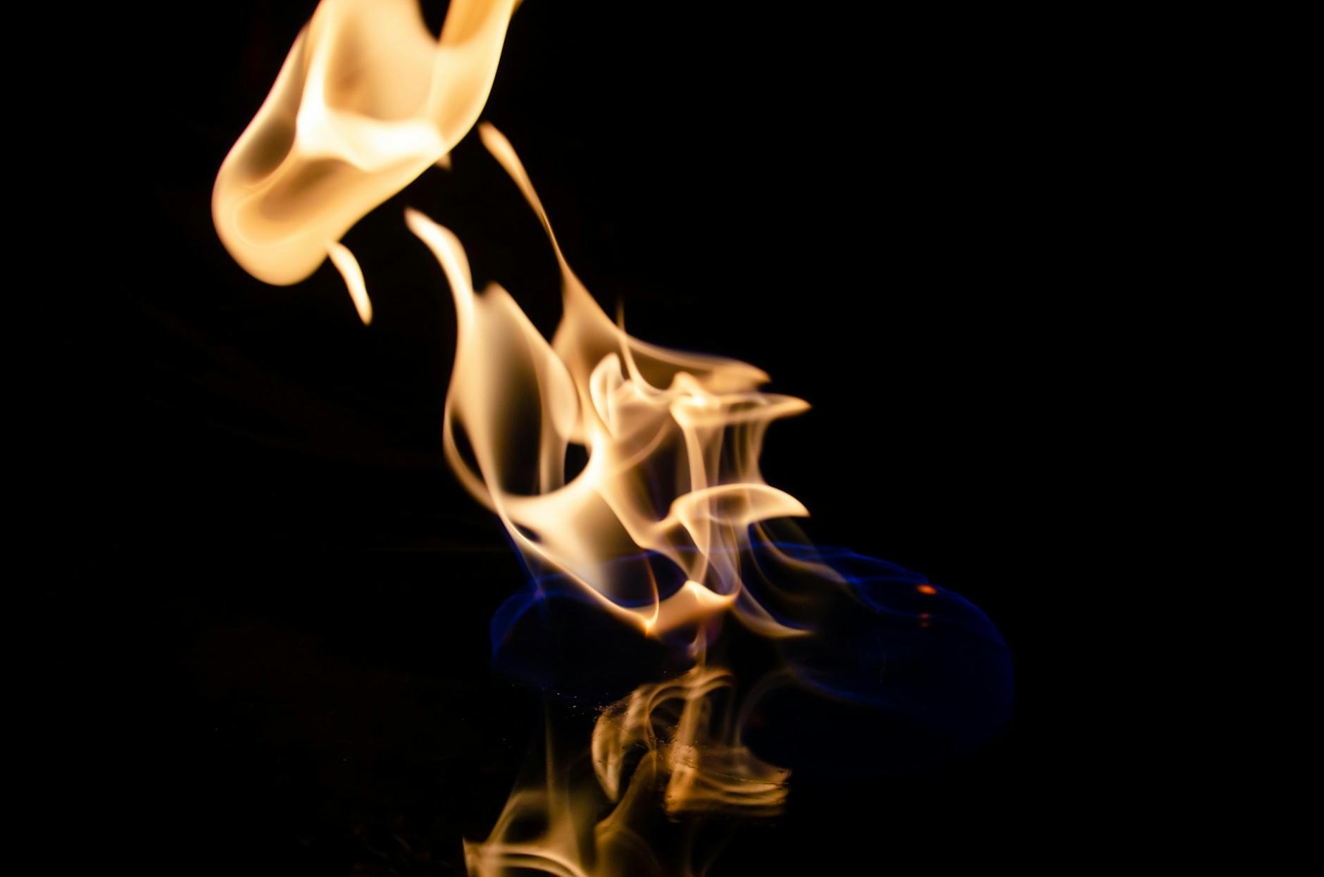 dynamic flames captured in low light setting